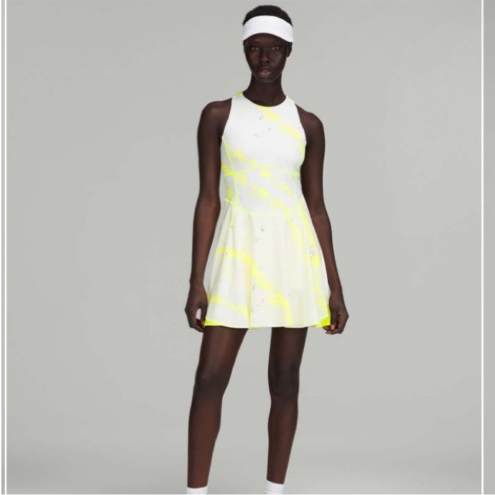 lululemon athletica White Tennis Dress with Neon Yellow Accents